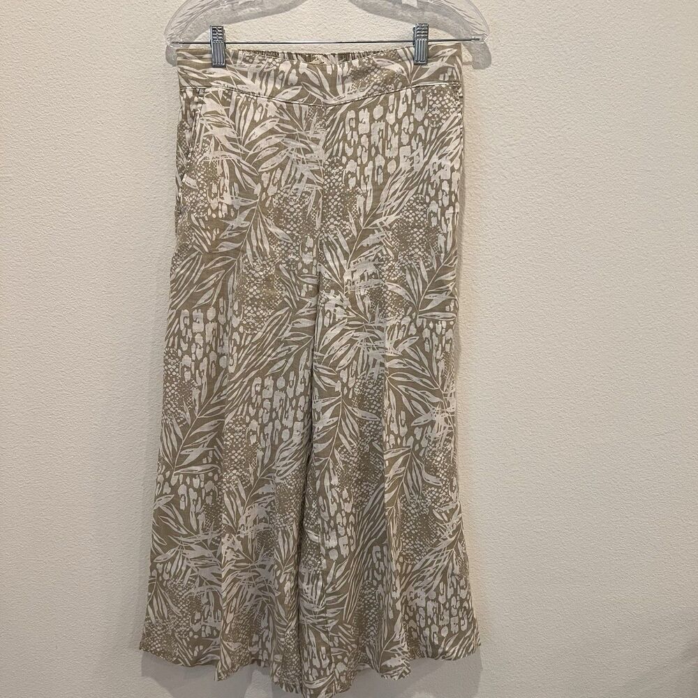 Christian Siriano Pants Women’s Light Green Floral Linen Pull On Size M Coastal